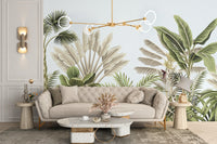 Vintage-Inspired Tropical Leaves Wallpaper