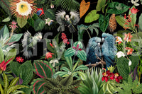 Wallpaper mural featuring tropical flowers and vintage paradise design

