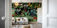 Tropical Paradise mural with vintage elements and vibrant colors

