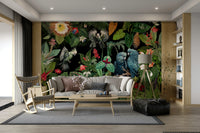 Bright, vibrant tropical mural with a vintage design twist

