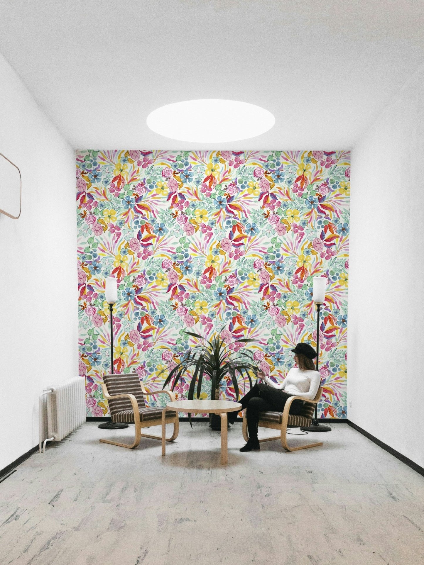 Tropical escape wallpaper with lush foliage and dreamy tones

