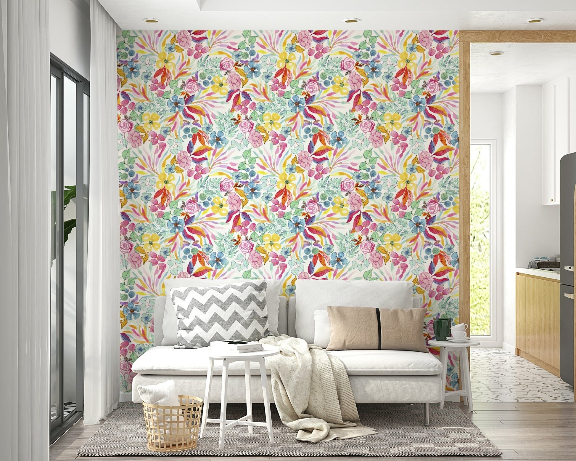 Tropical Watercolor Escape Wallpaper creating a vibrant atmosphere

