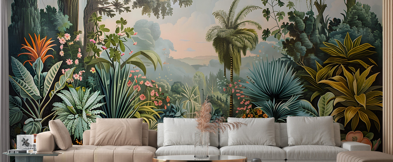 Artistic monkey forest wallpaper design
