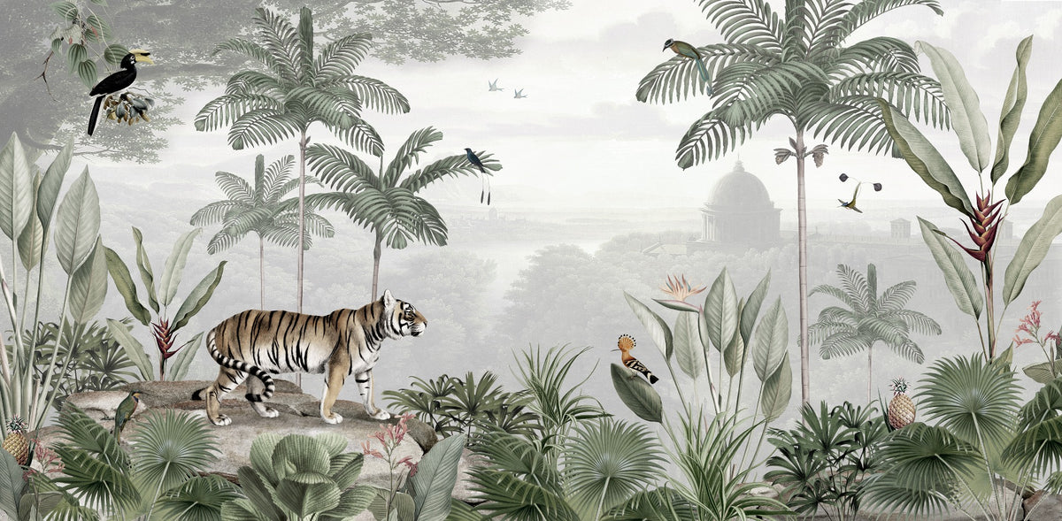 Tropical tiger wallpaper murals in your room — zoomed