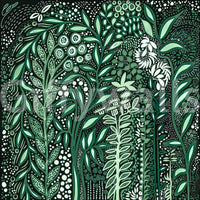 Tropifolia Alborosa Intricate Tropical Green Botanical Pattern with White Leaves and Delicate Floral Details Wall Mural