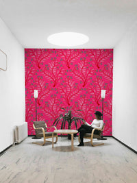 Vintage floral wallpaper with botanical trumpet blooms

