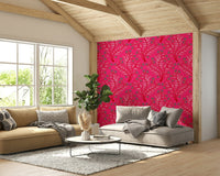Romantic floral wallpaper with vintage trumpet flowers

