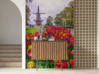 Dutch landscape Tulip Windmill Garden amazing floral wall art