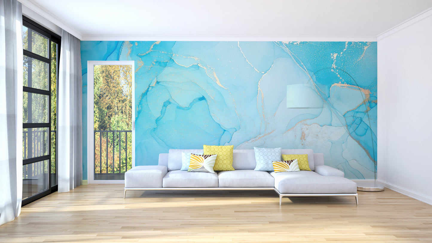 Fluid Alcohol Ink Design in Turquoise
