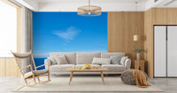 Wide-angle Turquoise Blue Sea Wall Mural capture of a heart-shaped cloud for living room 