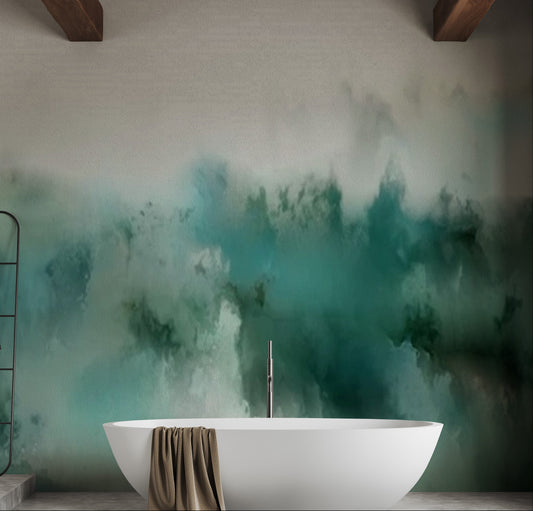 Turquoise Watercolor Wallpaper Mural
