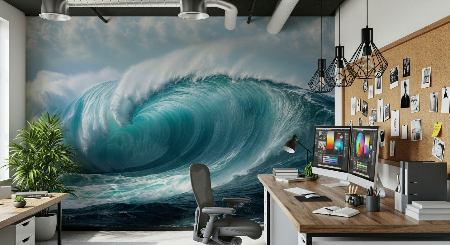 Turquoise Surge Wall Mural
