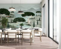 Mint green Tuscan Dreamscape Wall Mural nature wallpaper for dining room 