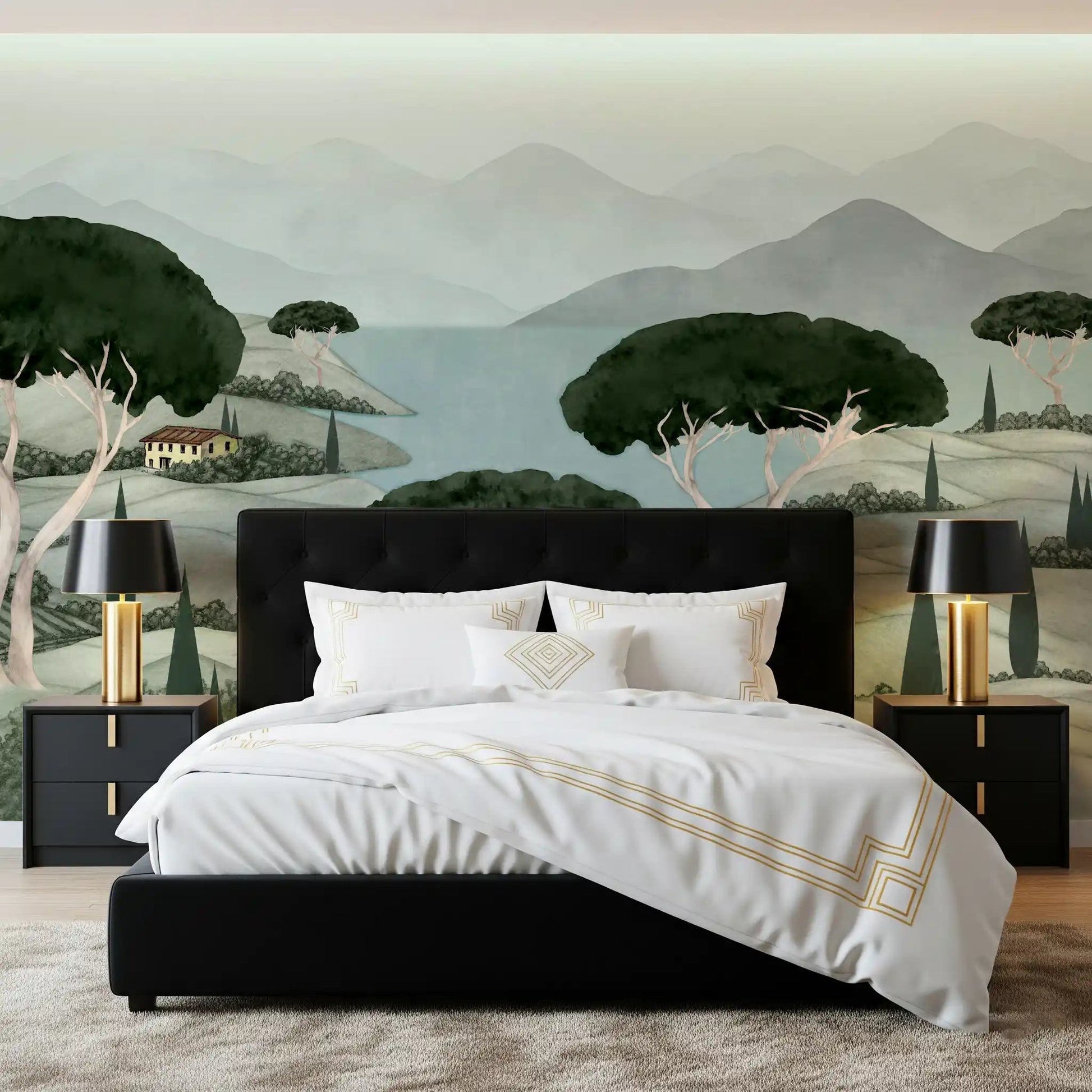 Peaceful Tuscan Dreamscape Wall Mural rolling hills wallpaper