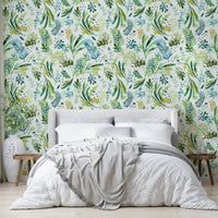 Nature-inspired wallpaper perfect for kitchens and garden rooms.

