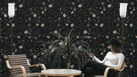 Twilight floral wallpaper with dusky petal tones

