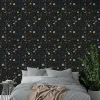Romantic twilight-themed floral wall design

