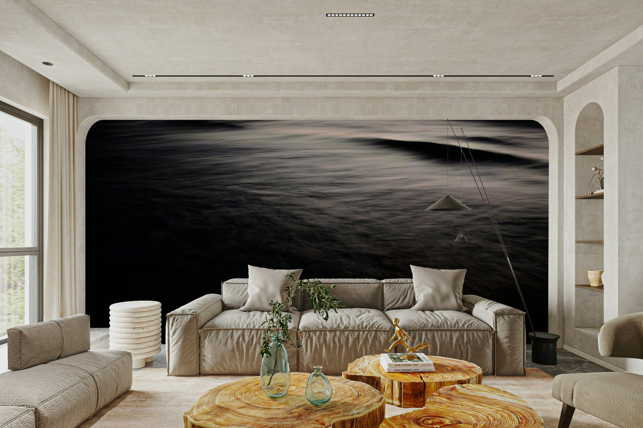 A beautiful dark evening sky wallpaper mural with soft light.

