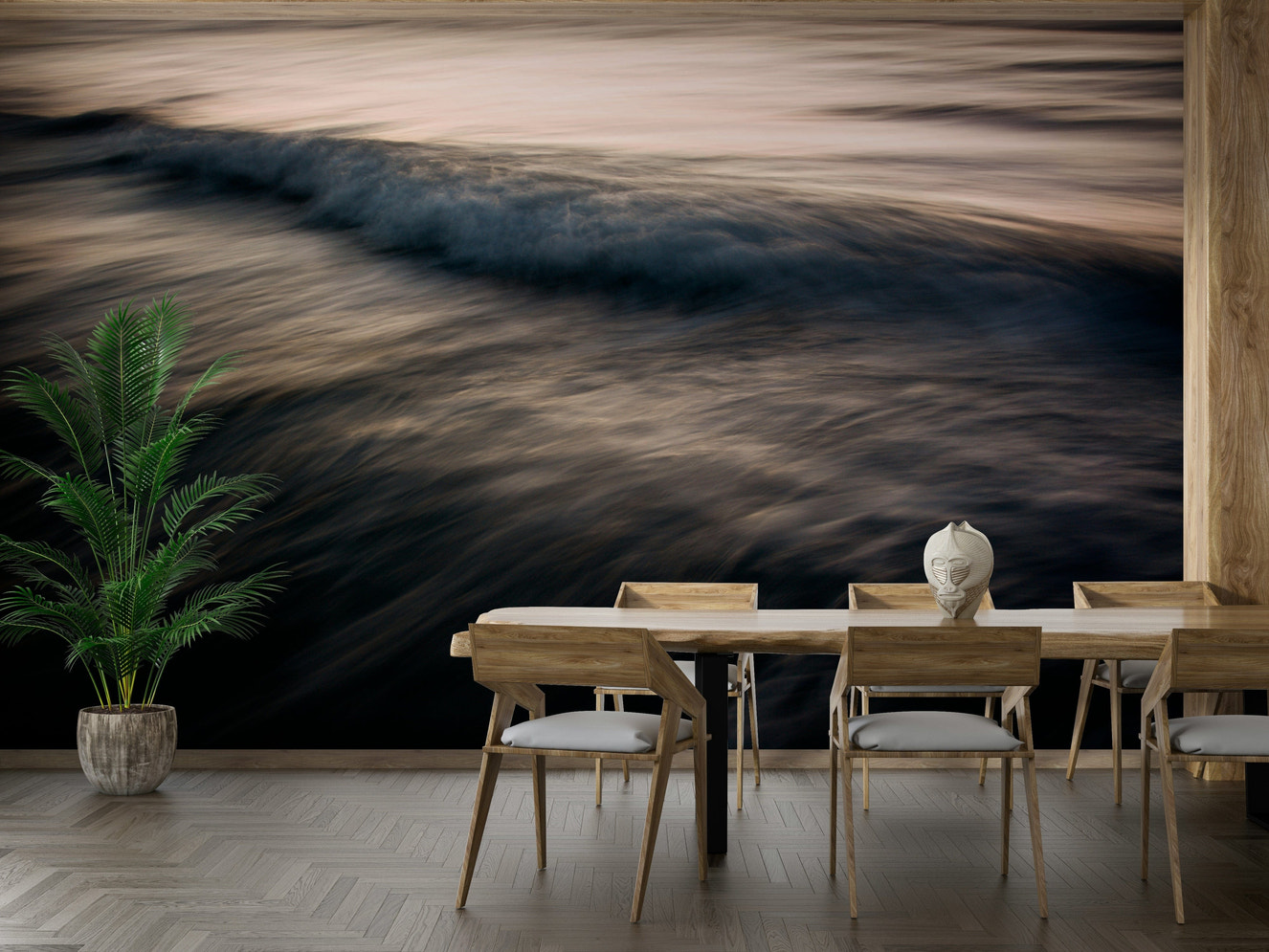 A contemplative after-sunset wallpaper mural for a feature wall.

