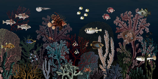 Underwater Dark Reef with Fish wallpaper for Kids room