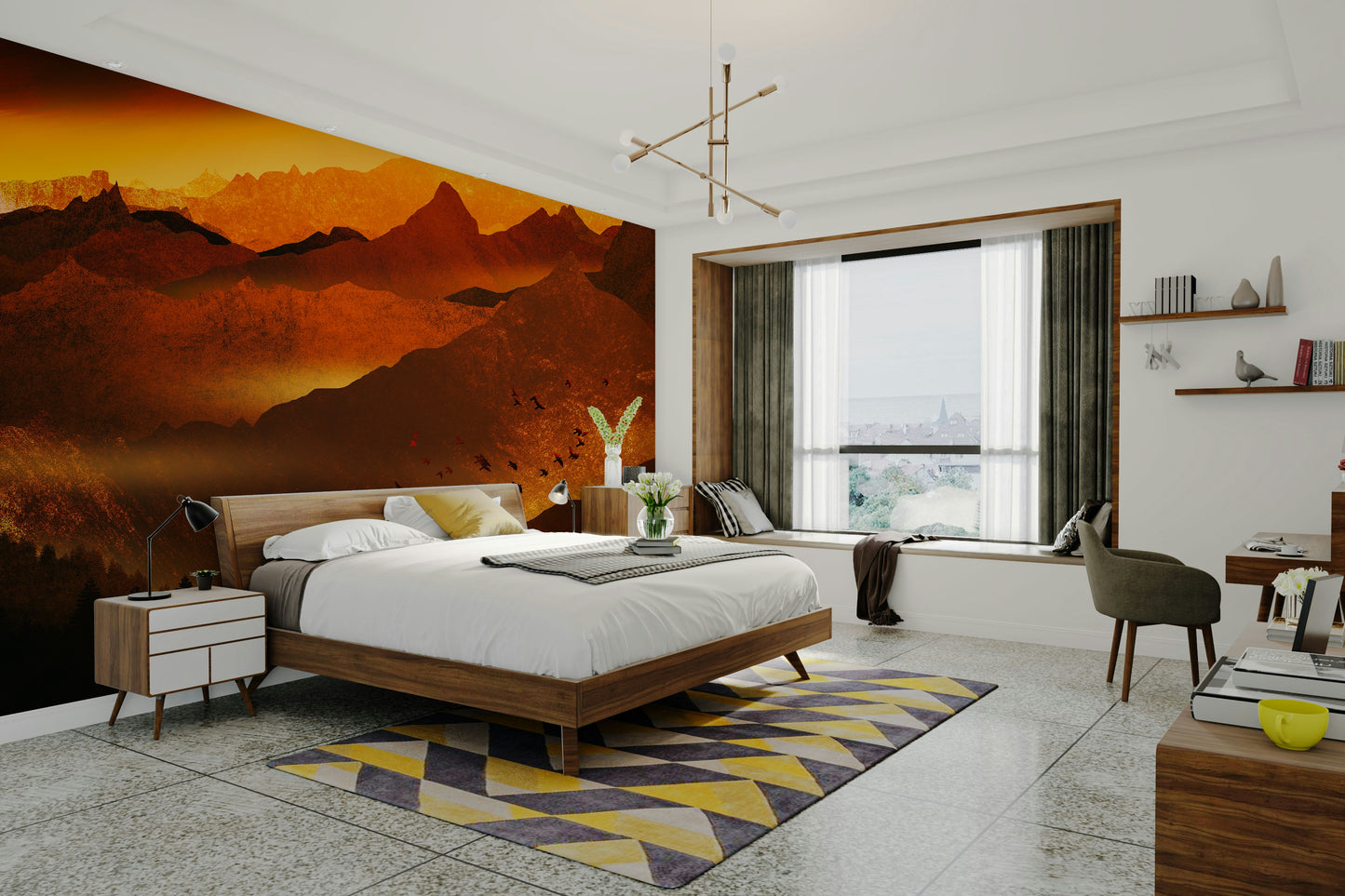 Warm geological patterns for a home décor update in a modern sitting room.