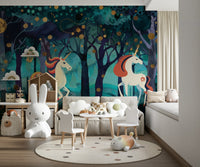 Unicorn and wildflower mural for a sophisticated girl's room.