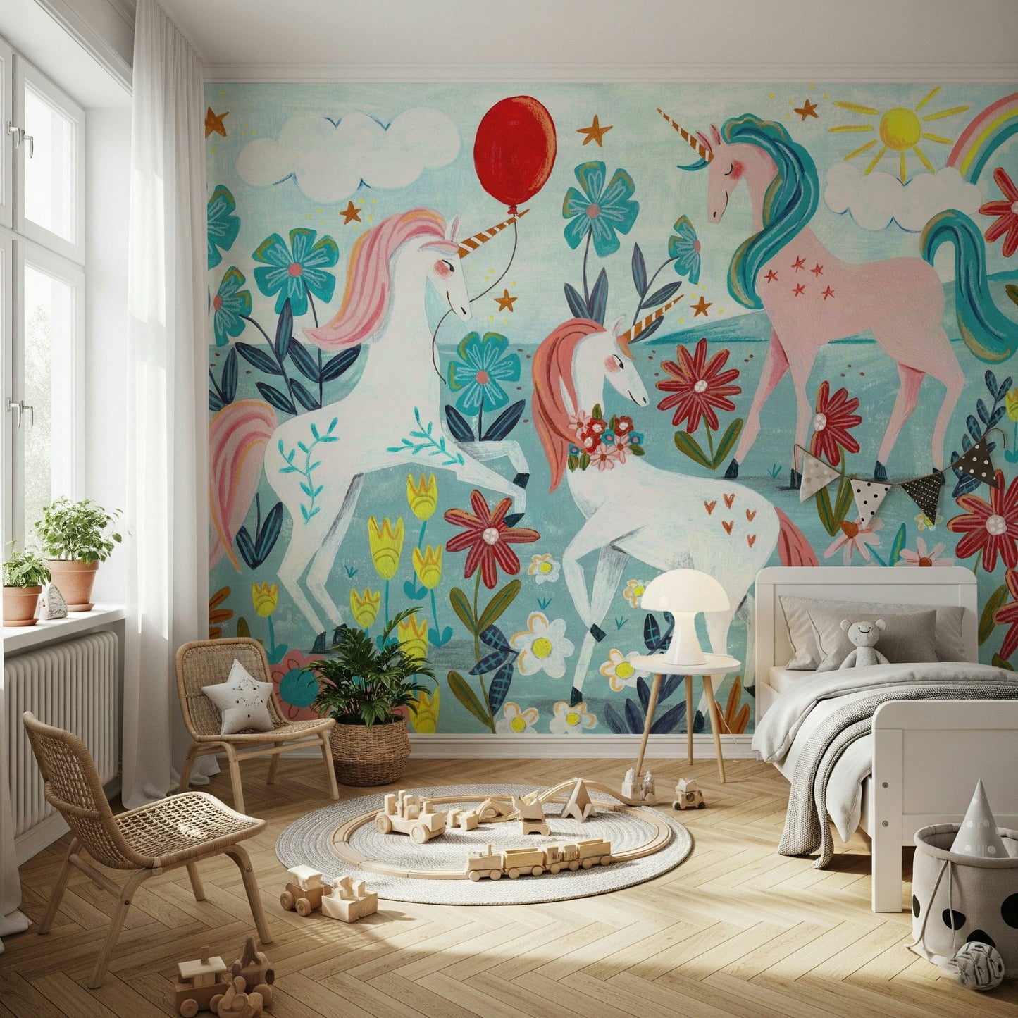 Floral Unicorn Magic Wall Mural -2664483