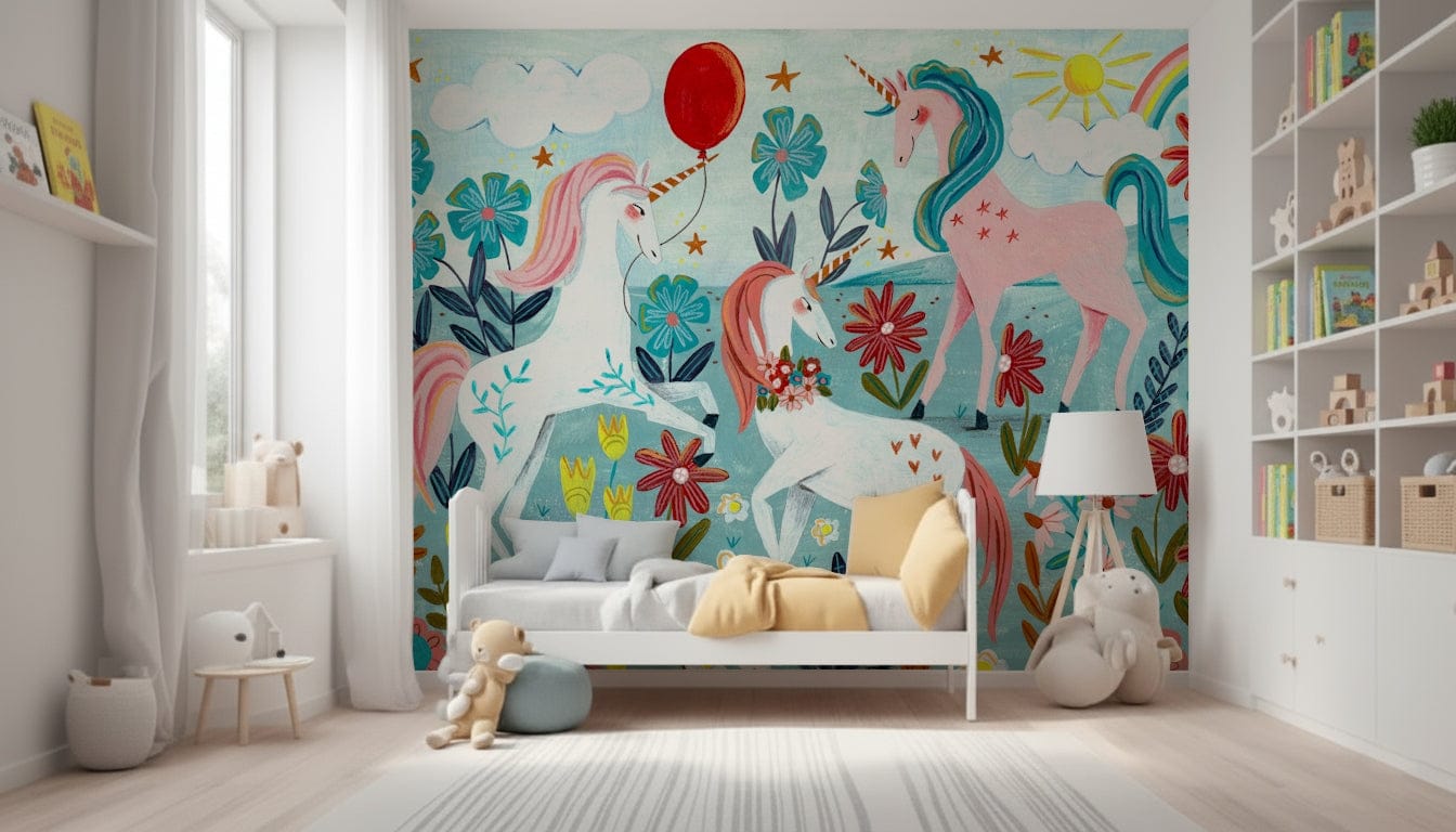 Floral Unicorn Magic Wall Mural -2664483