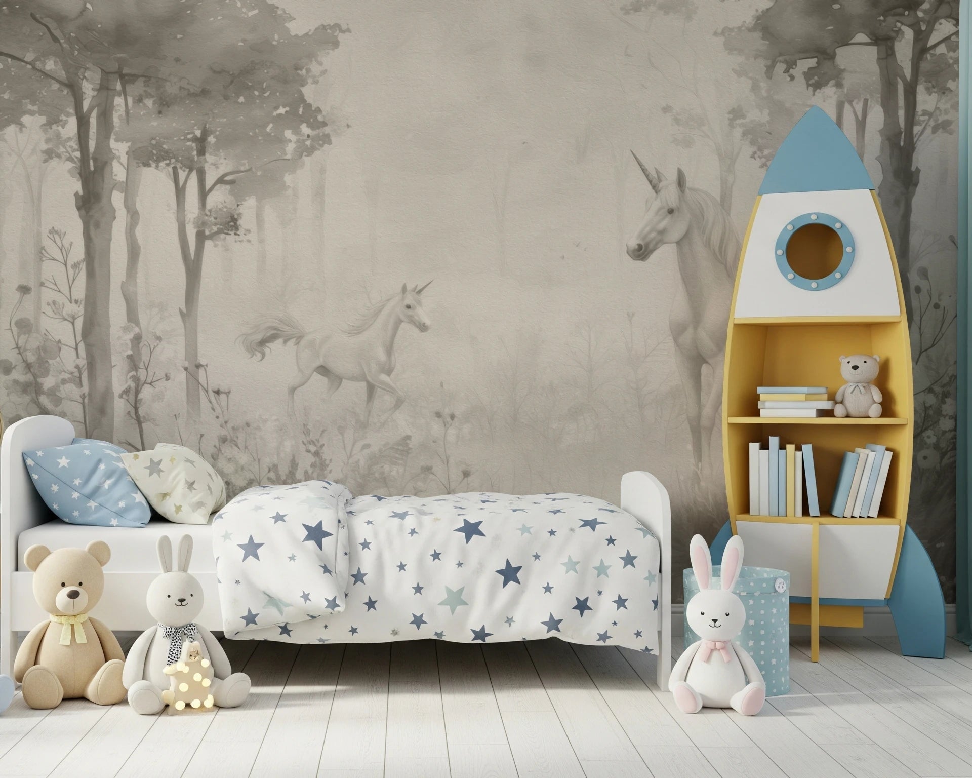Unicorns in a Magical Dreamy Forest – Natural Wall Mural