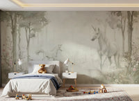 Unicorns in a Magical Dreamy Forest – Sage Wall Mural