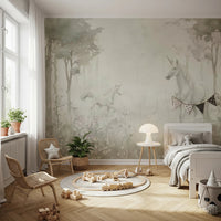 Unicorns in a Magical Dreamy Forest – Sage Wall Mural