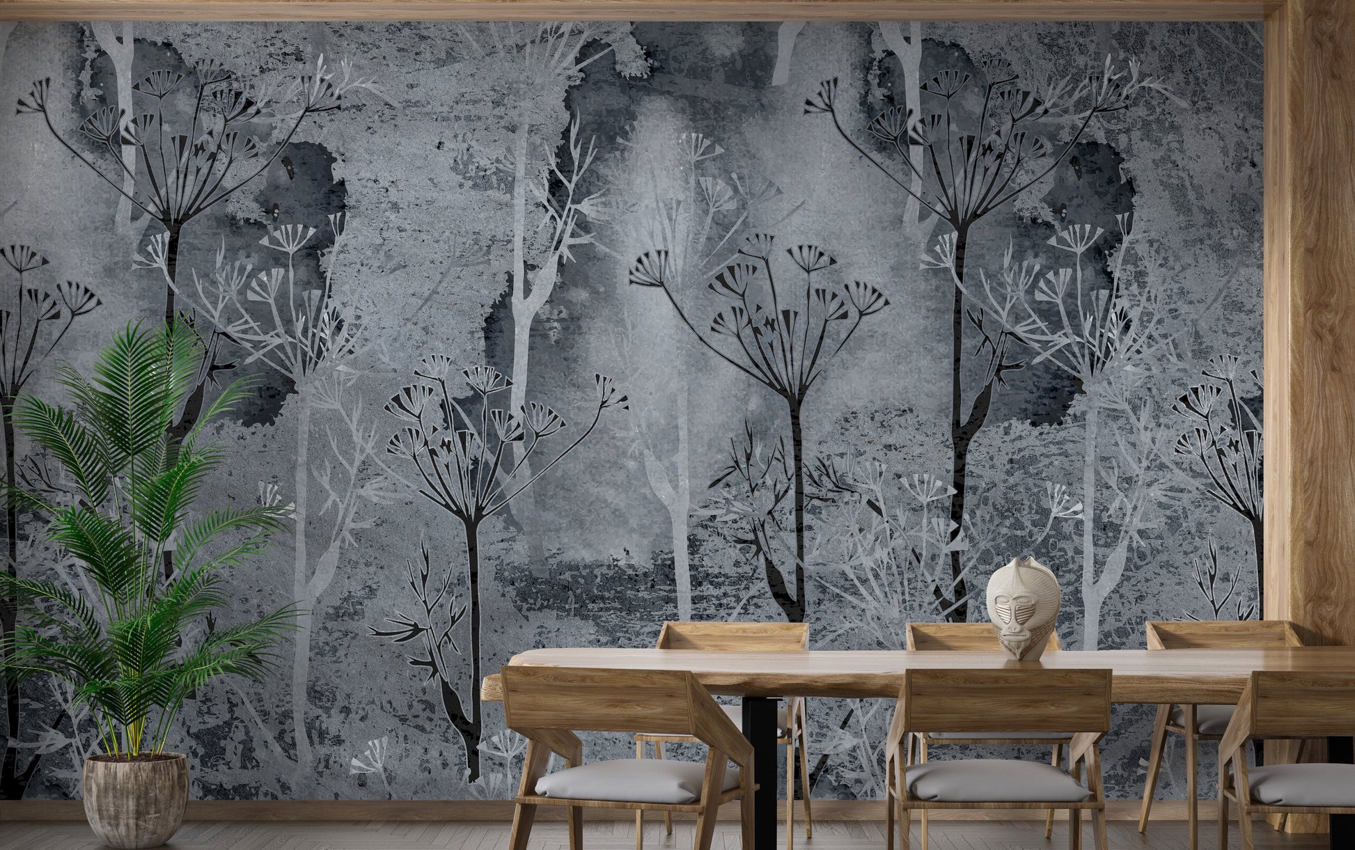 Grey Grunge Tropicano Tree Wallpaper - Giffywalls