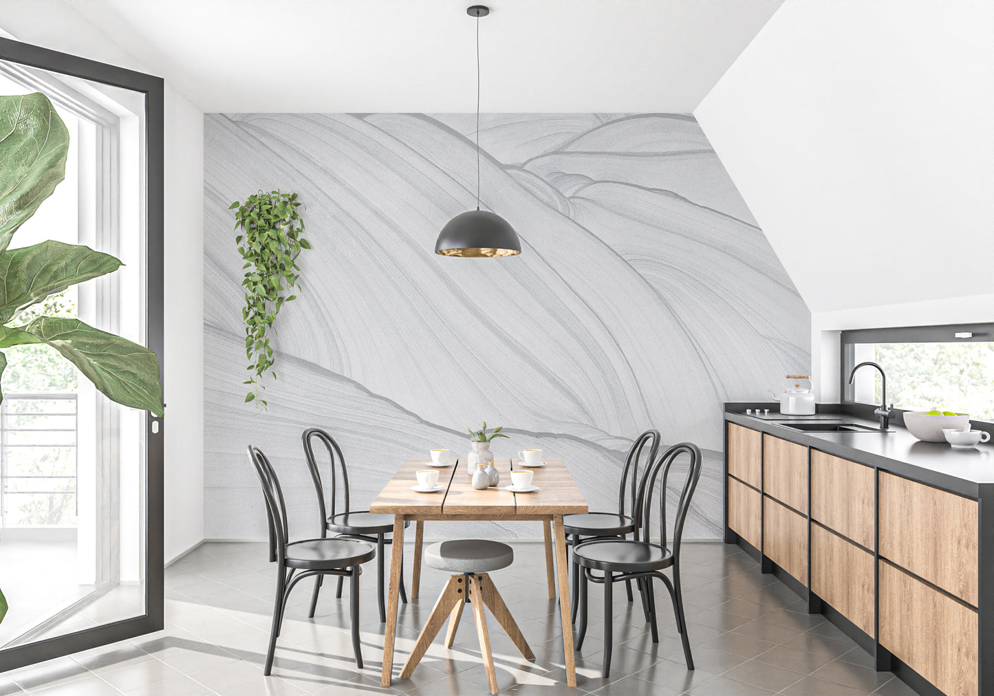 Sophisticated grey marble wallpaper elegance
