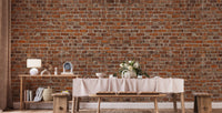 Bold red brick grunge wallpaper mural design