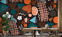 Handcrafted Abstract Art wallpaper mural shown as a full feature wall that highlights the design