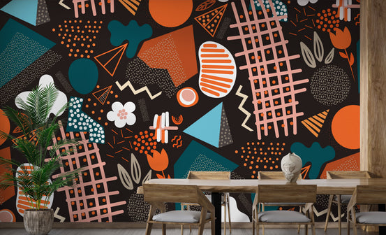 Handcrafted Abstract Art wallpaper mural shown as a full feature wall that highlights the design