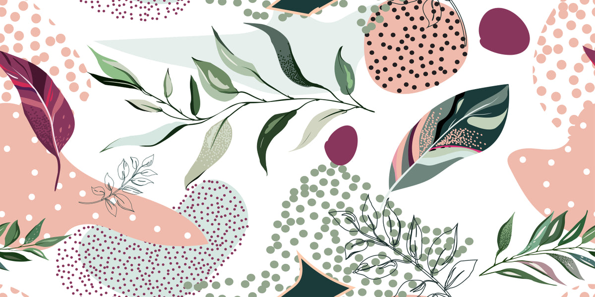 Botanical Pattern Abstract Leaves Wallpaper Mural in your room