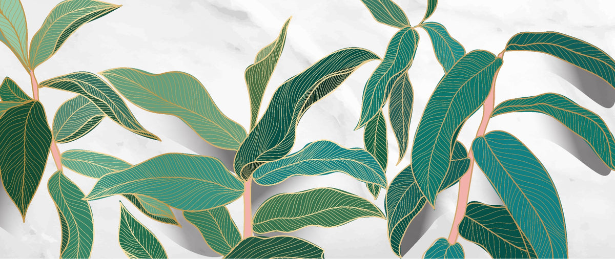 Gold Tropical Wallpaper Mural in your room