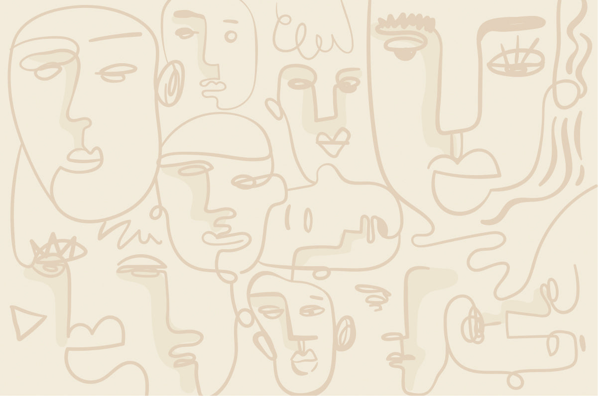 Human Face Line Wall Mural