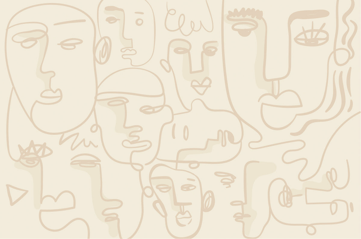 Human Face Line Wall Mural in your room — zoomed