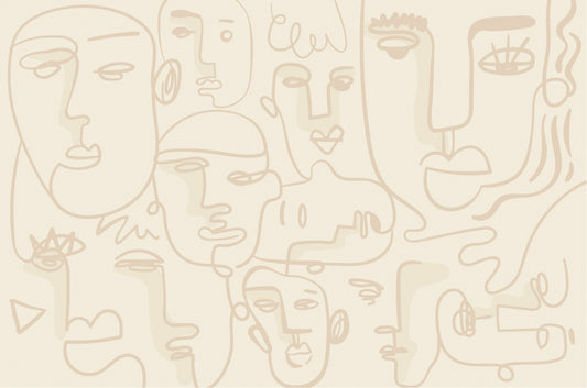 Human Face Line Wall Mural