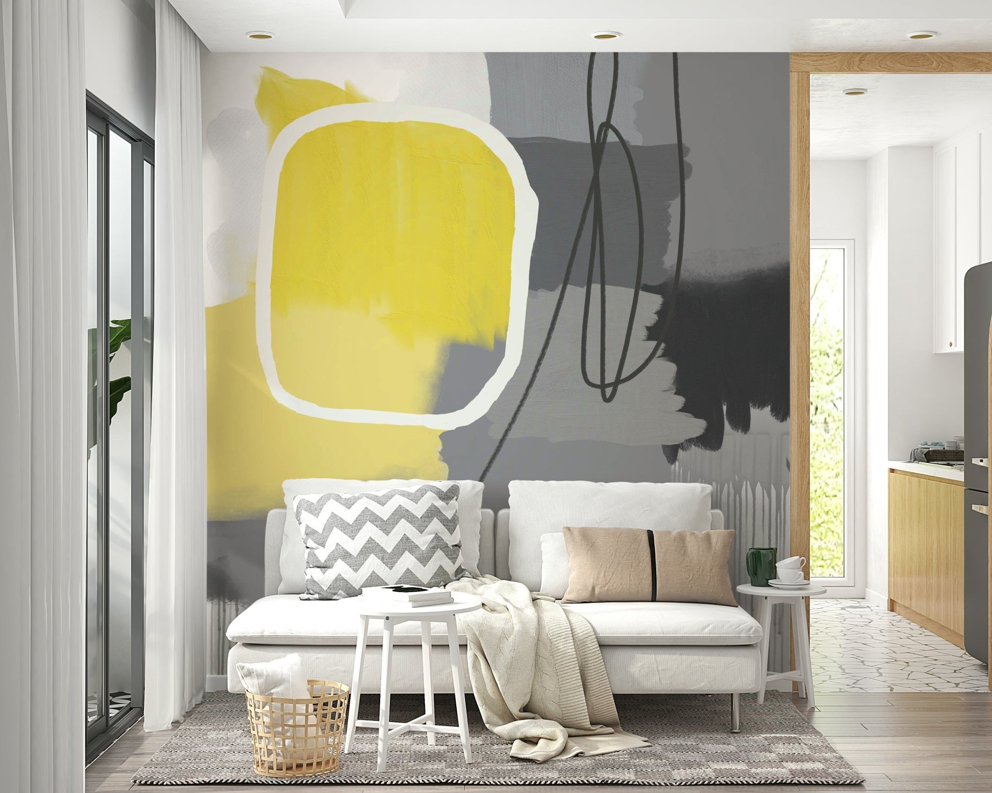 Modern geometric mural design

