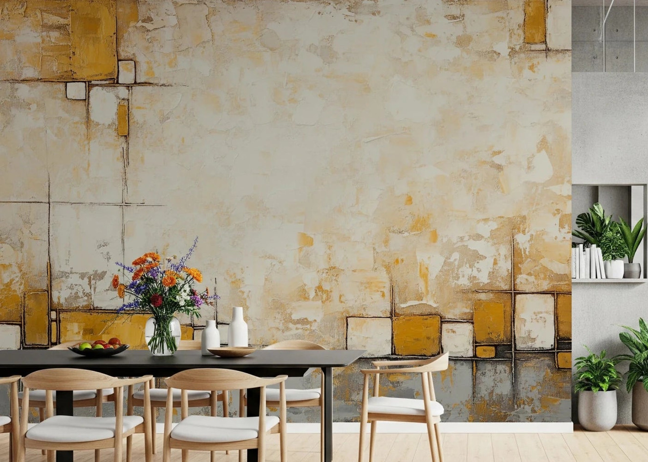 Abstract Urban Blocks Wall Mural for dining room