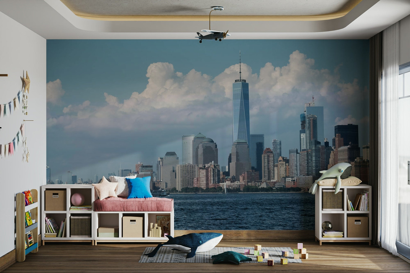 A serene and sophisticated wall mural.
