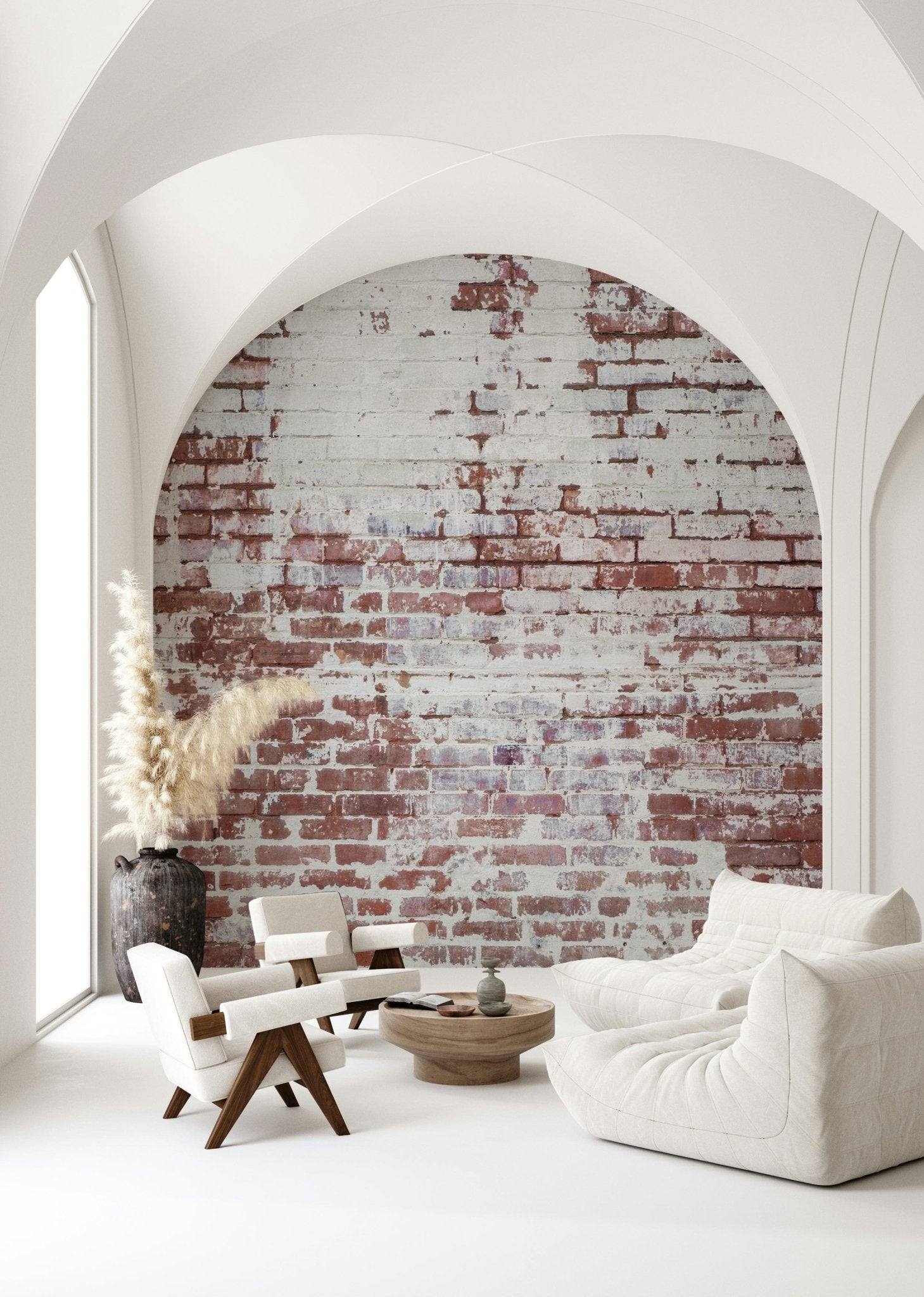 Wall mural showcasing weathered, uneven brick patterns for industrial, rustic, or contemporary interiors.