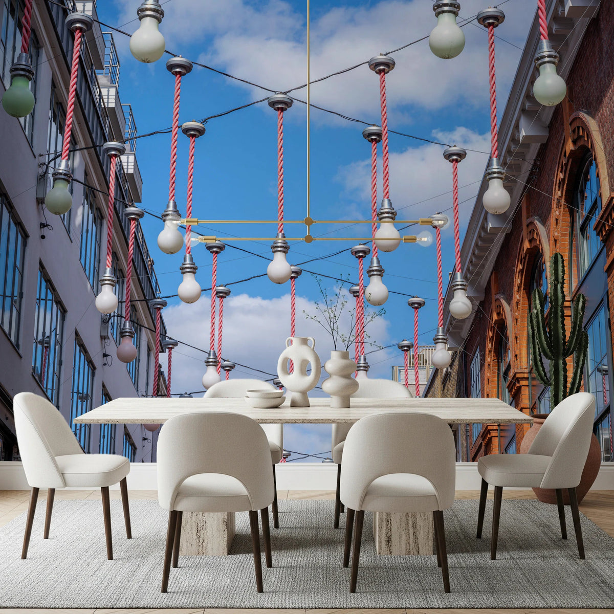 Led Rope Wall Mural Urban Hanging Lights Wall Mural - Modern Decor | Buy in AU