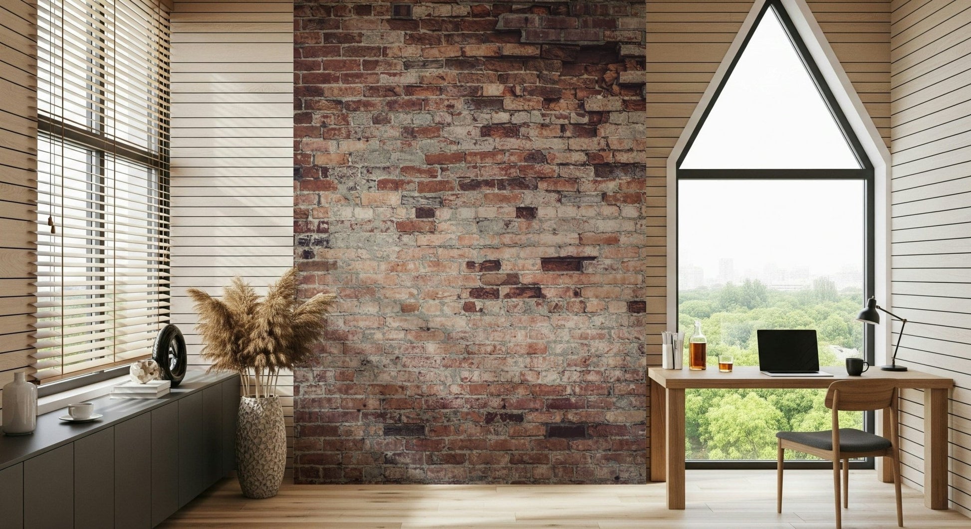 Wall mural showcasing raw textures and exposed finishes for a contemporary urban loft aesthetic.