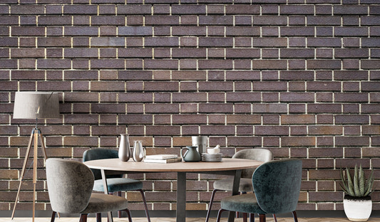 Brown faux brick wallpaper mural for rustic wall decor.