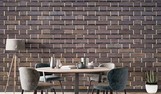 Brown faux brick wallpaper mural for rustic wall decor.