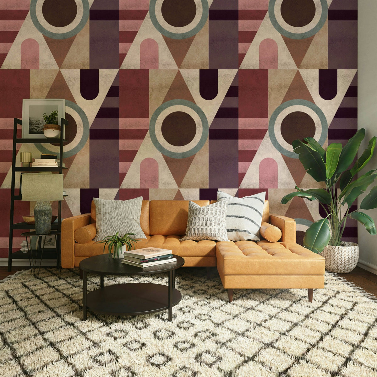 Abstract geometry wallpaper with raw surface effect

